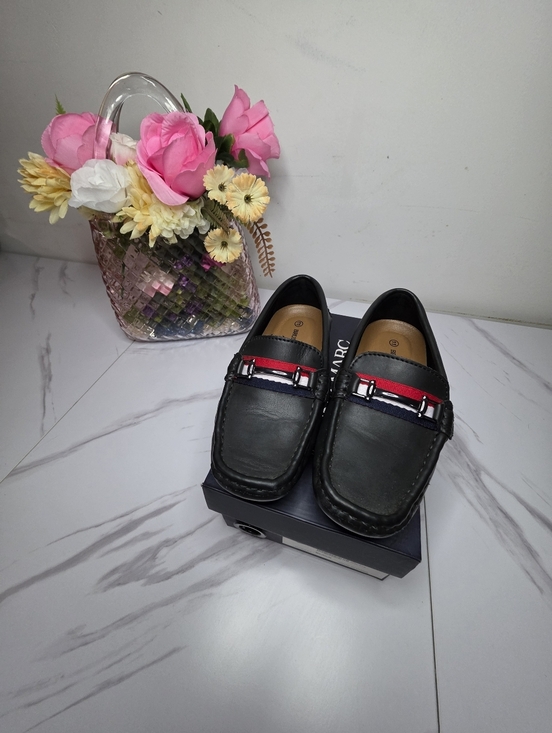 Bruno Marc Other - Kids Black Moccasins | Bruno Marc | 11C Black Moccasins with Red Accent